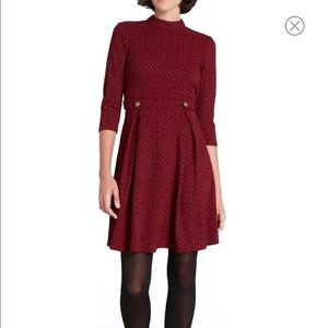 ModCloth Red Confetti Fit & Flare Dress Small